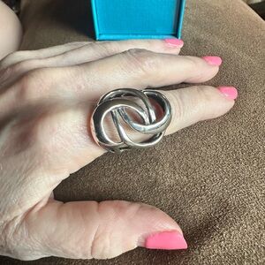 Modern Renata Rubio Sterling Silver Geometric Ring with Interlocking Bands
